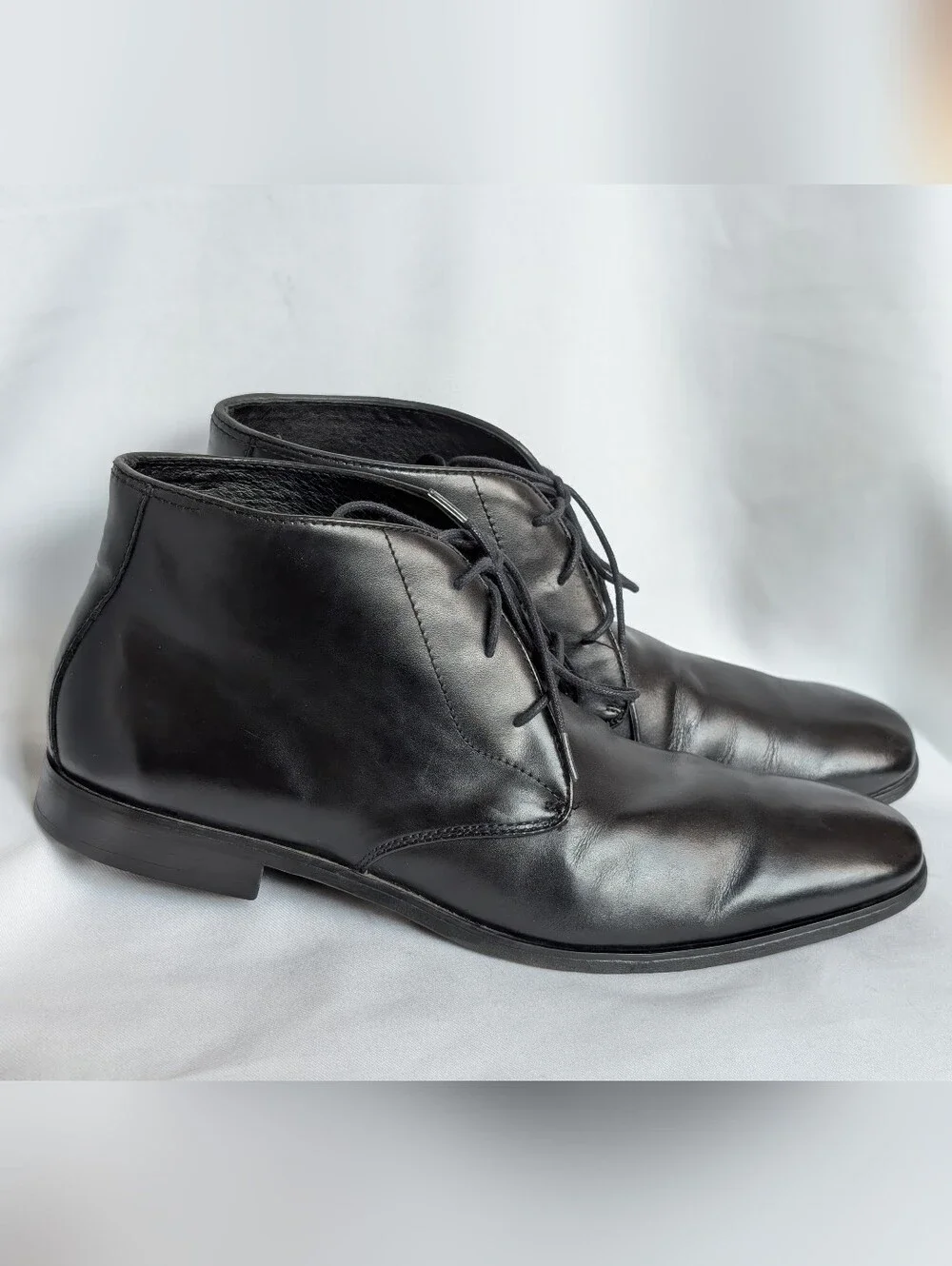 Florsheim Black Leather Chukka Boots Men Sz 10.5D Lace Up Casual Dress